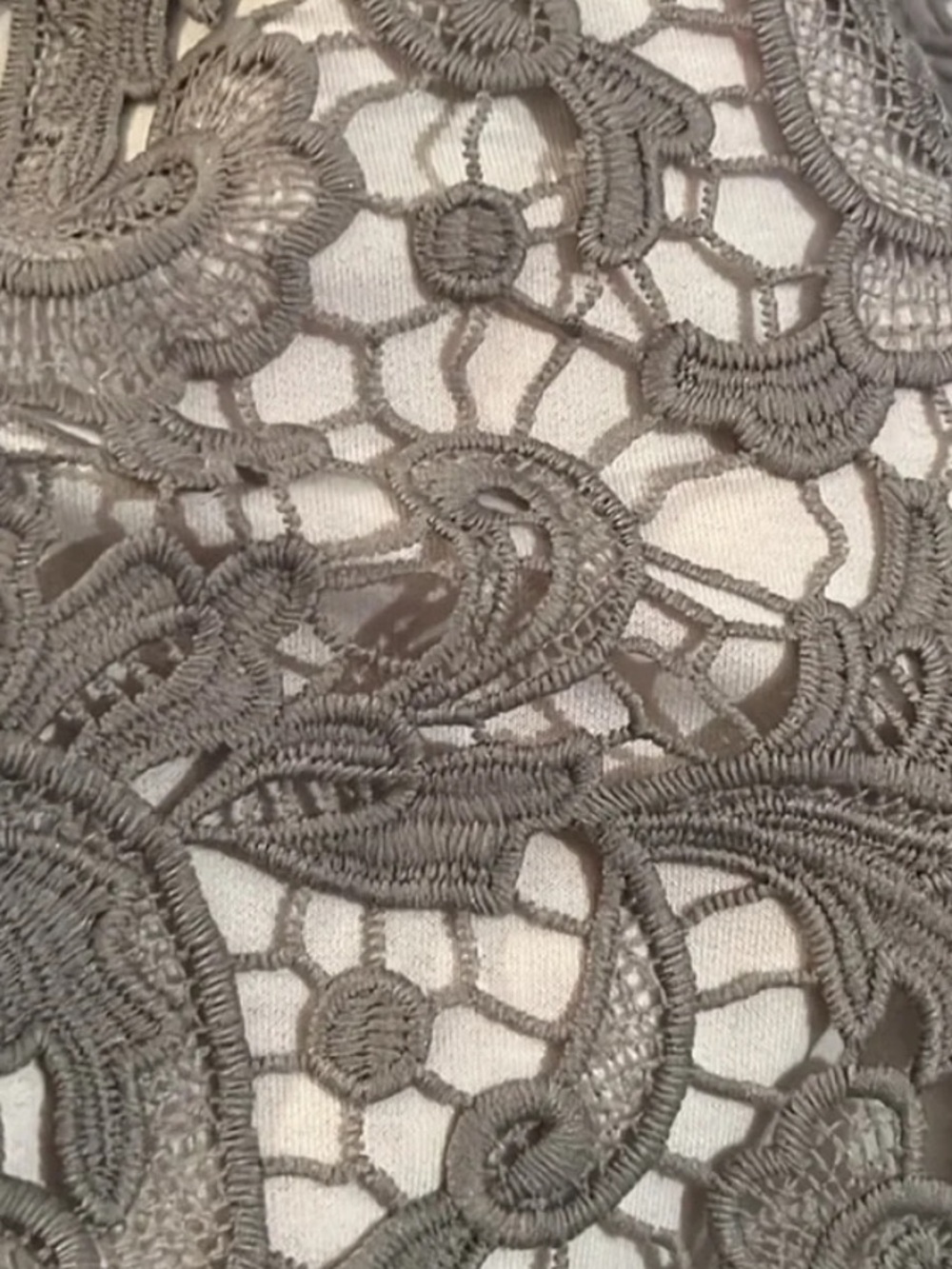 Ruby Rd. Gray Lace Overlay Long Sleeve Raglan Top - Picture 4 of 6